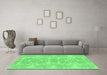 Machine Washable Abstract Emerald Green Modern Area Rugs in a Living Room,, wshabs1029emgrn