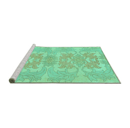 Sideview of Machine Washable Abstract Turquoise Modern Area Rugs, wshabs1029turq