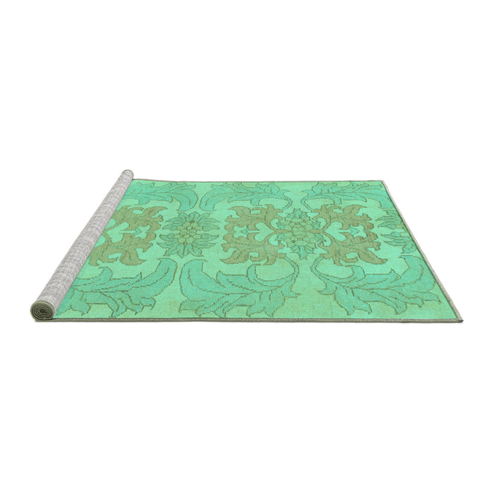 Sideview of Machine Washable Abstract Turquoise Modern Area Rugs, wshabs1029turq