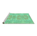 Sideview of Machine Washable Abstract Turquoise Modern Area Rugs, wshabs1029turq