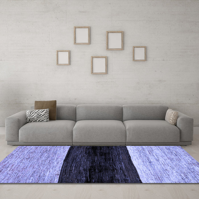 Machine Washable Abstract Blue Modern Rug in a Living Room, wshabs102blu
