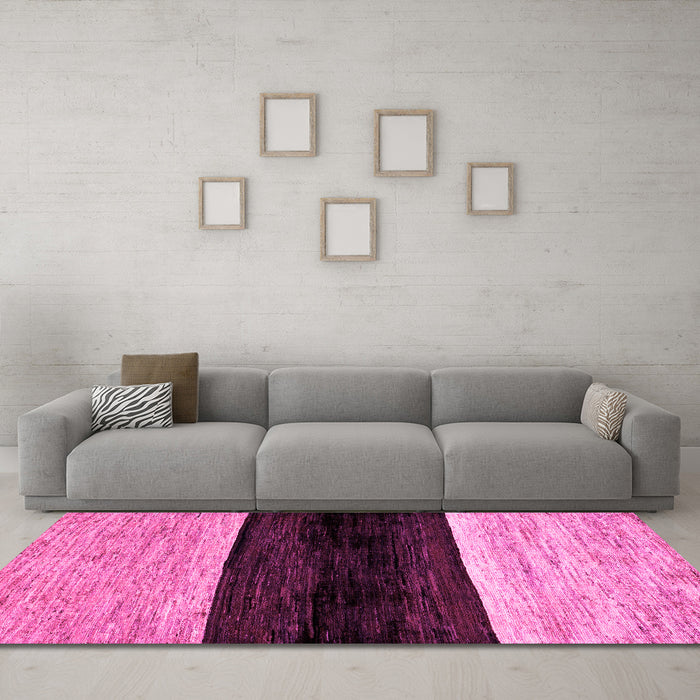 Machine Washable Abstract Pink Modern Rug in a Living Room, wshabs102pnk