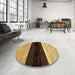 Round Machine Washable Abstract Sepia Brown Rug in a Office, wshabs102