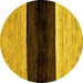 Round Abstract Yellow Modern Rug, abs102yw