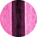 Round Machine Washable Abstract Pink Modern Rug, wshabs102pnk