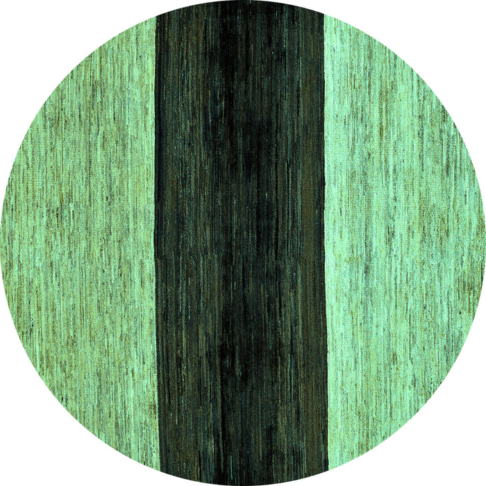 Round Machine Washable Abstract Turquoise Modern Area Rugs, wshabs102turq