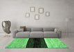 Machine Washable Abstract Emerald Green Modern Area Rugs in a Living Room,, wshabs102emgrn