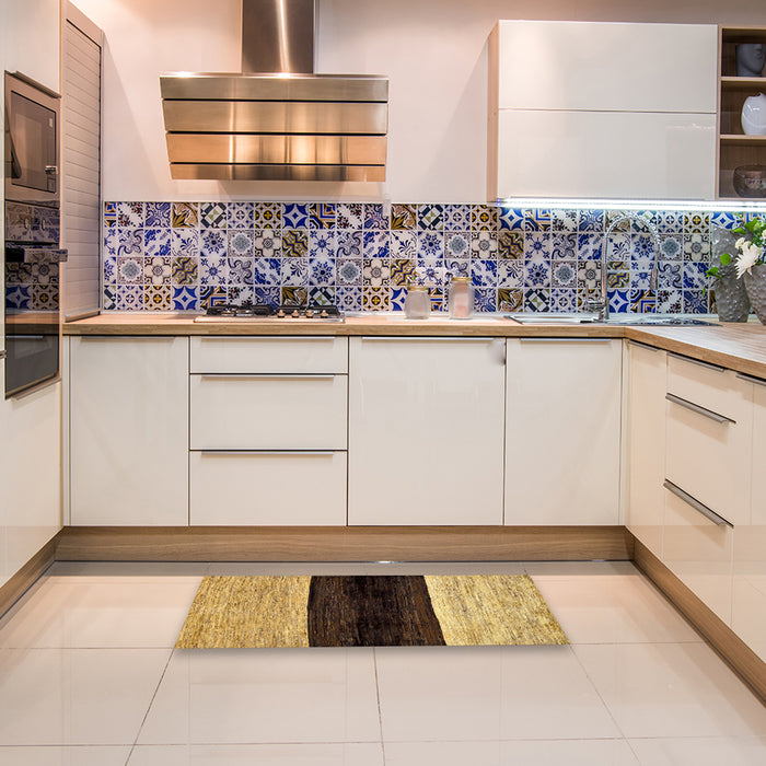 Machine Washable Abstract Sepia Brown Rug in a Kitchen, wshabs102