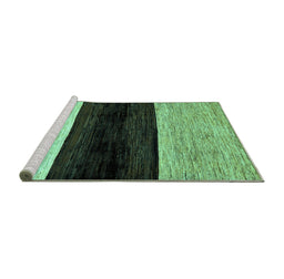 Sideview of Machine Washable Abstract Turquoise Modern Area Rugs, wshabs102turq