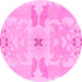 Round Machine Washable Abstract Pink Modern Rug, wshabs1030pnk