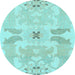 Round Machine Washable Abstract Light Blue Modern Rug, wshabs1030lblu