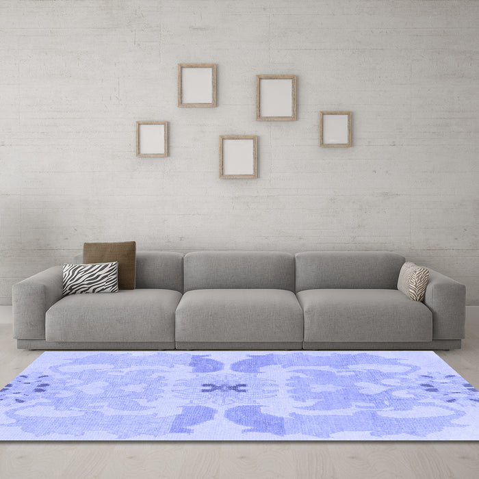 Machine Washable Abstract Blue Modern Rug in a Living Room, wshabs1030blu