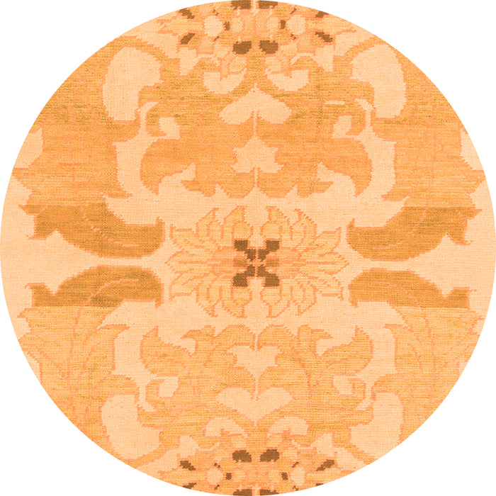 Round Machine Washable Abstract Orange Modern Area Rugs, wshabs1030org