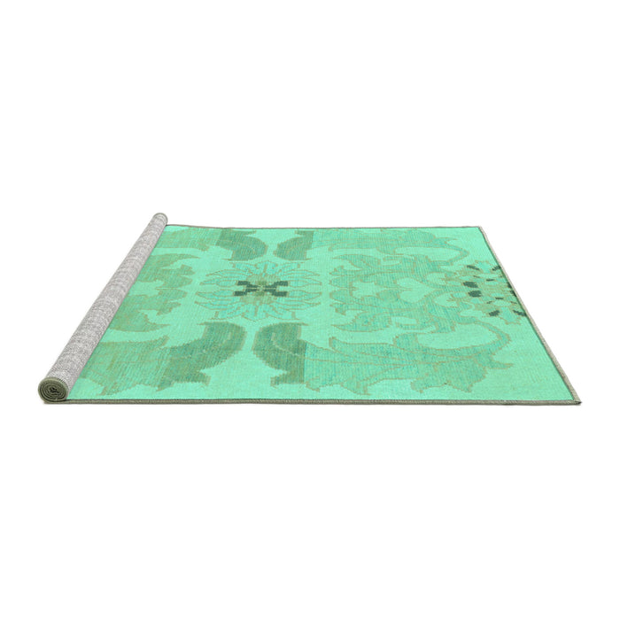 Sideview of Machine Washable Abstract Turquoise Modern Area Rugs, wshabs1030turq