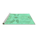 Sideview of Machine Washable Abstract Turquoise Modern Area Rugs, wshabs1030turq