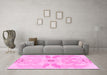 Machine Washable Abstract Pink Modern Rug in a Living Room, wshabs1030pnk