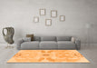 Machine Washable Abstract Orange Modern Area Rugs in a Living Room, wshabs1030org