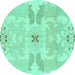 Round Abstract Turquoise Modern Rug, abs1030turq