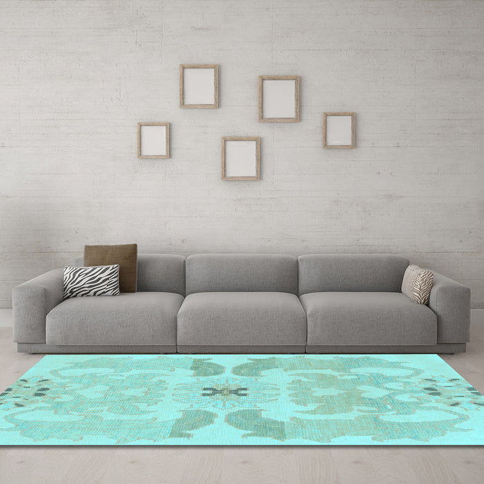 Machine Washable Abstract Light Blue Modern Rug in a Living Room, wshabs1030lblu