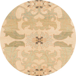 Round Machine Washable Abstract Yellow Rug, wshabs1030