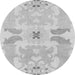 Round Machine Washable Abstract Gray Modern Rug, wshabs1030gry