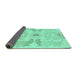 Sideview of Abstract Turquoise Modern Rug, abs1030turq