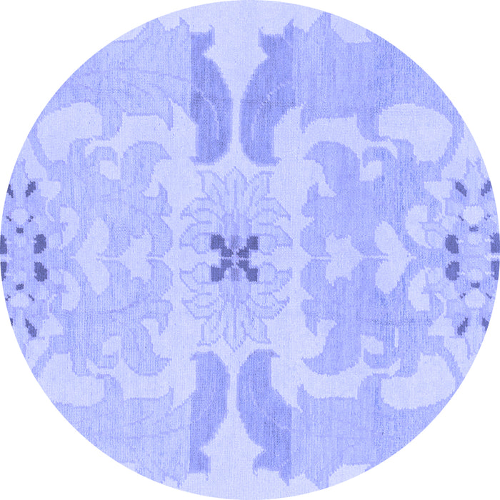 Round Abstract Blue Modern Rug, abs1030blu