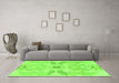 Machine Washable Abstract Green Modern Area Rugs in a Living Room,, wshabs1030grn