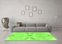 Machine Washable Abstract Green Modern Rug, wshabs1030grn