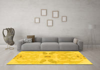 Machine Washable Abstract Yellow Modern Rug, wshabs1030yw