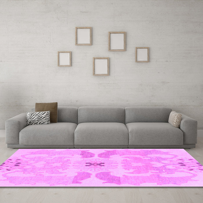 Machine Washable Abstract Purple Modern Area Rugs in a Living Room, wshabs1030pur