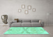 Machine Washable Abstract Turquoise Modern Area Rugs in a Living Room,, wshabs1030turq