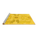 Sideview of Machine Washable Abstract Yellow Modern Rug, wshabs1030yw