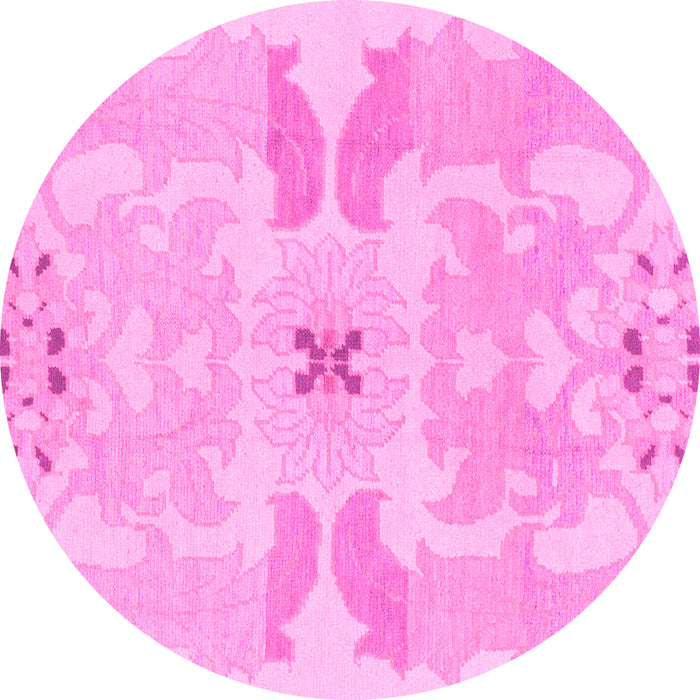Round Abstract Pink Modern Rug, abs1030pnk