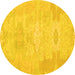 Round Abstract Yellow Modern Rug, abs1031yw