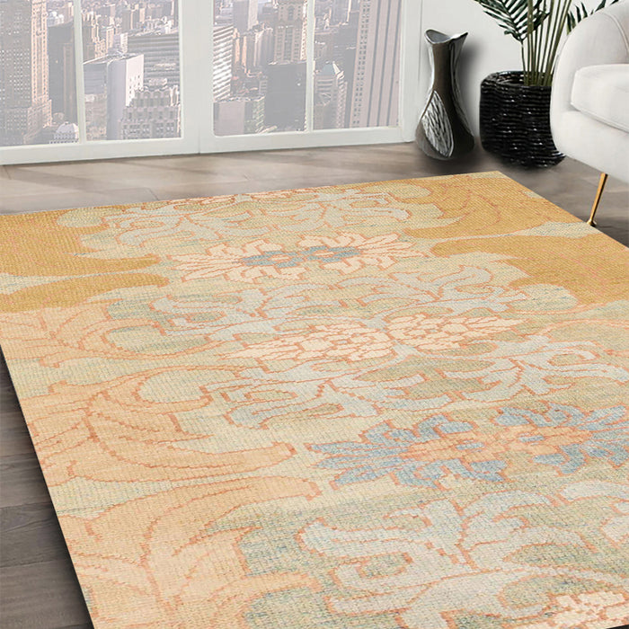 Machine Washable Abstract Brown Rug in a Family Room, wshabs1031
