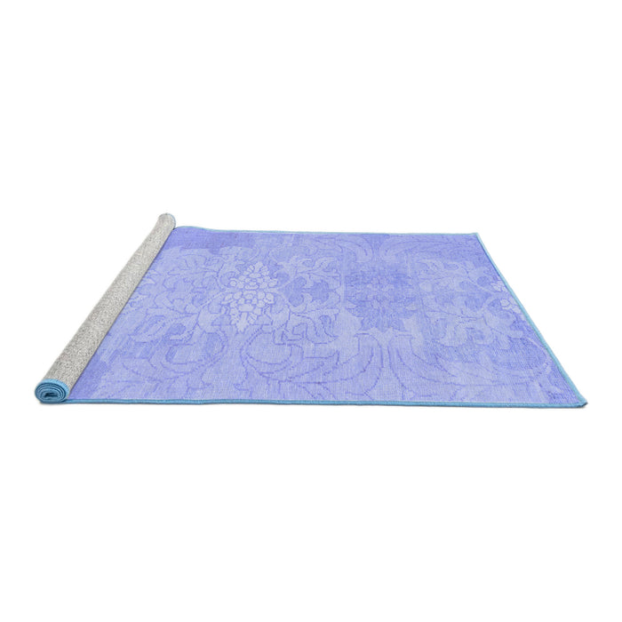 Sideview of Machine Washable Abstract Blue Modern Rug, wshabs1031blu
