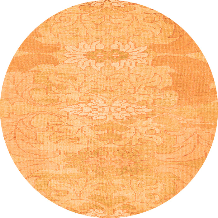 Round Machine Washable Abstract Orange Modern Area Rugs, wshabs1031org