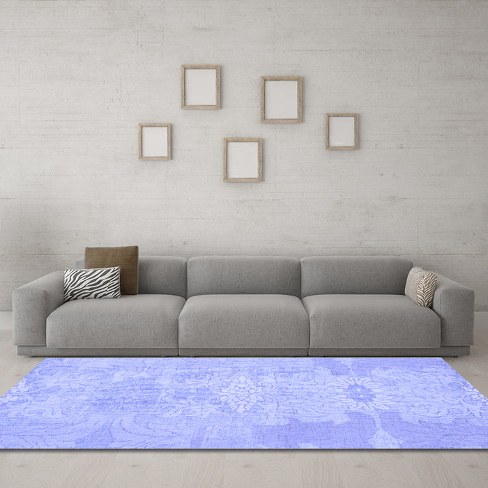 Machine Washable Abstract Blue Modern Rug in a Living Room, wshabs1031blu