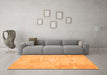 Machine Washable Abstract Orange Modern Area Rugs in a Living Room, wshabs1031org