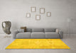 Machine Washable Abstract Yellow Modern Rug in a Living Room, wshabs1031yw