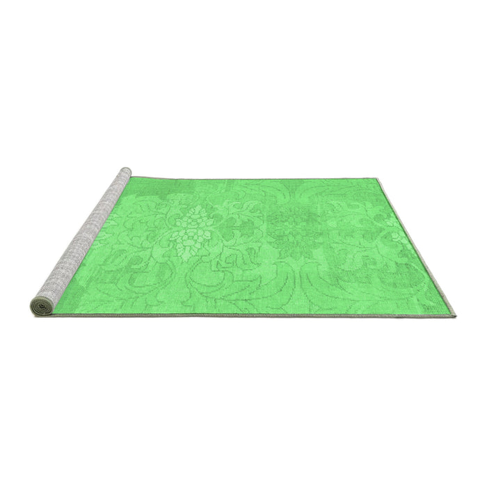 Sideview of Machine Washable Abstract Emerald Green Modern Area Rugs, wshabs1031emgrn