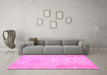 Machine Washable Abstract Pink Modern Rug in a Living Room, wshabs1031pnk