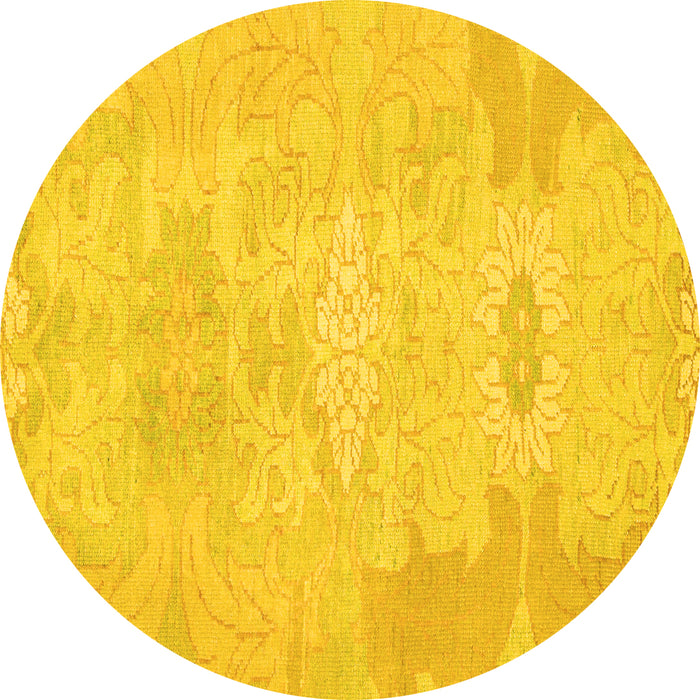 Round Machine Washable Abstract Yellow Modern Rug, wshabs1031yw