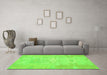 Machine Washable Abstract Green Modern Area Rugs in a Living Room,, wshabs1031grn