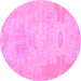 Round Abstract Pink Modern Rug, abs1031pnk