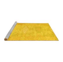 Sideview of Machine Washable Abstract Yellow Modern Rug, wshabs1031yw