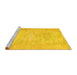 Sideview of Machine Washable Abstract Yellow Modern Rug, wshabs1031yw