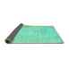 Sideview of Abstract Turquoise Modern Rug, abs1031turq