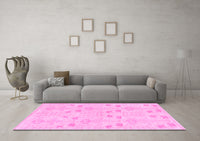 Machine Washable Abstract Pink Modern Rug, wshabs1032pnk